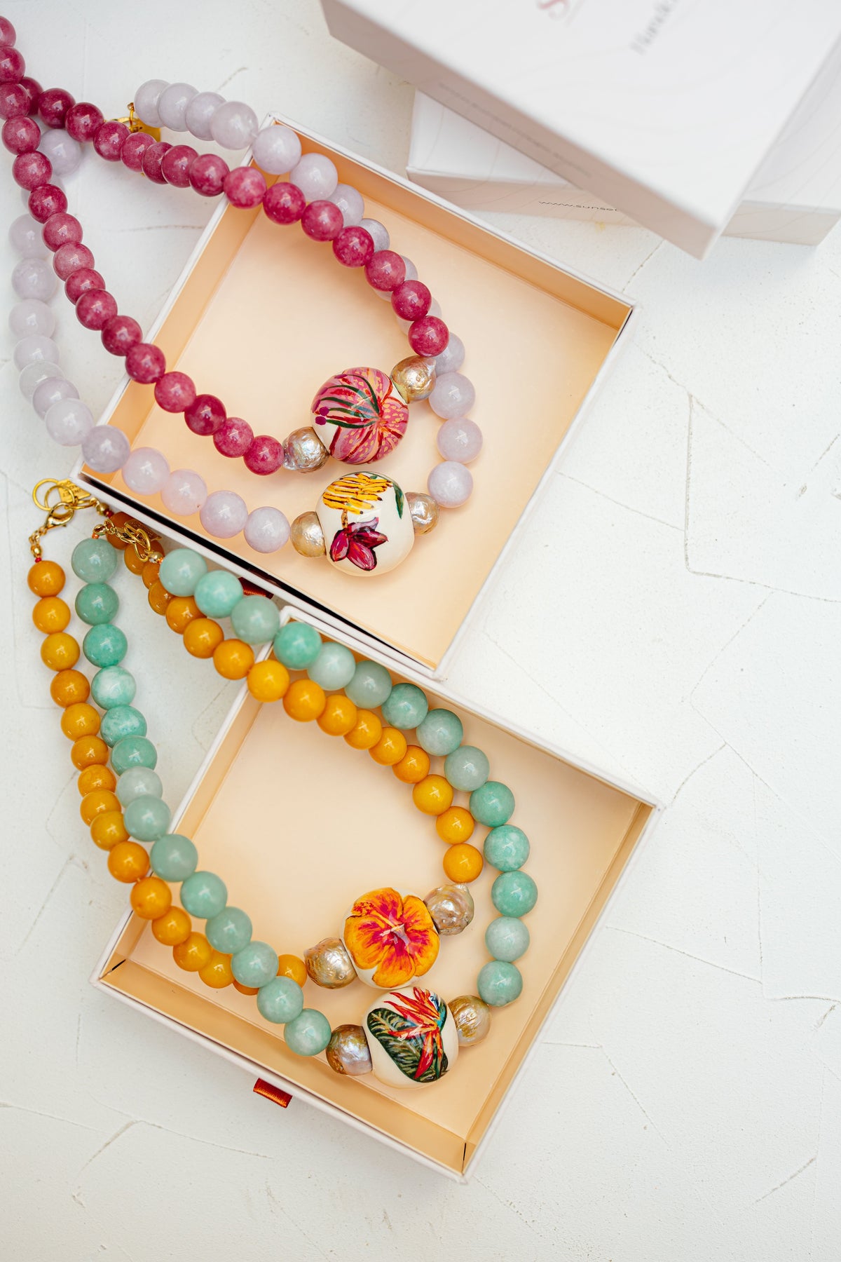 No.7 - Handpaint Detailed Gemstone Necklace - S/S'26 EoT